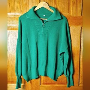 Thick vintage green womans sweater, Medium